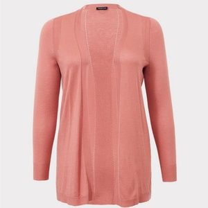 Torrid Size 3 Cardigan Open Front Longline Sweater - Coral